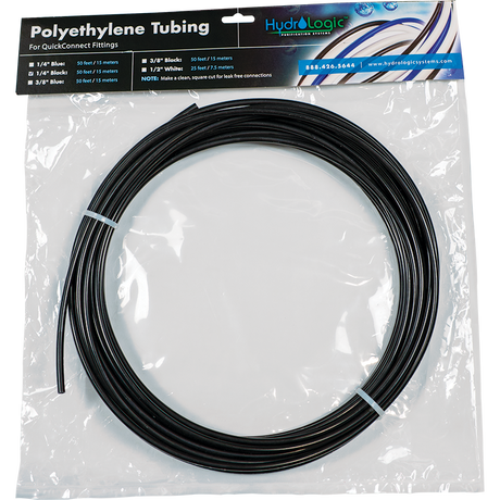 Polyethylene tubing in a clear package with Hydrologic branding.