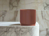 Mid-Century Ribbed 3D Printed Planter with Drainage & Saucer