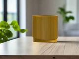 Mid-Century Ribbed 3D Printed Planter with Drainage & Saucer