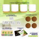 ZestiGreens Ceramic Herb Garden Kit – Basil, Cilantro, Parsley & Thyme