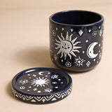 Midnight Sun & Moon Phases Ceramic Planter with Tray