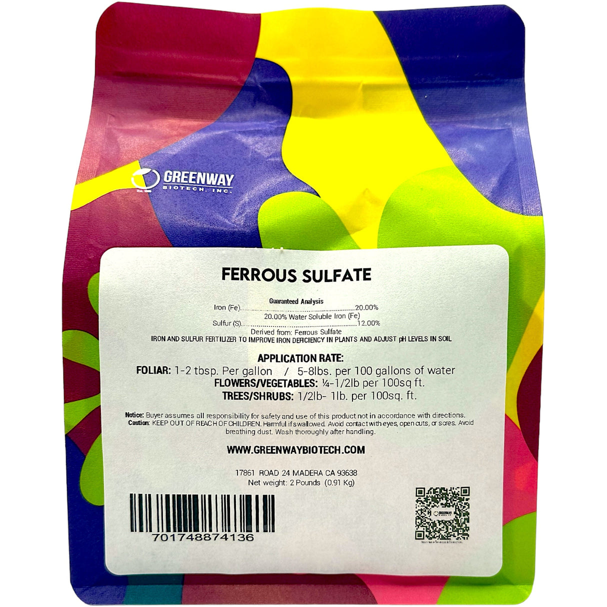 Ferrous Sulfate 20% Iron Fertilizer – Water Soluble Iron for Chlorosis