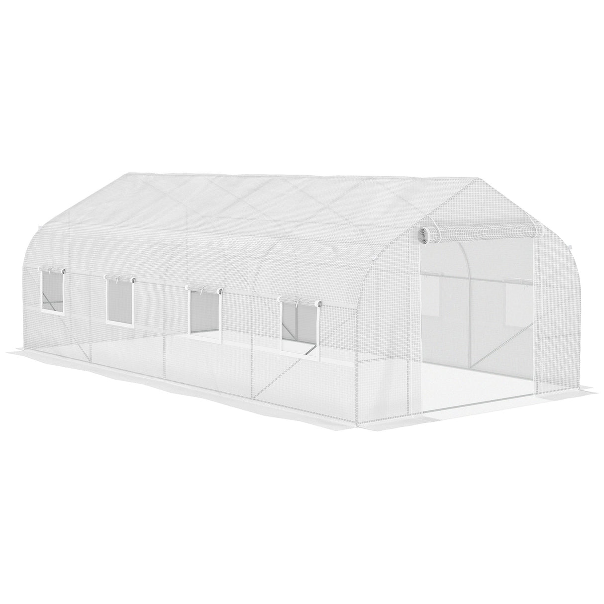 Outsunny 20' X 10' X 7' Tunnel Greenhouse With Zippered Mesh Door & 8 Mesh Windows