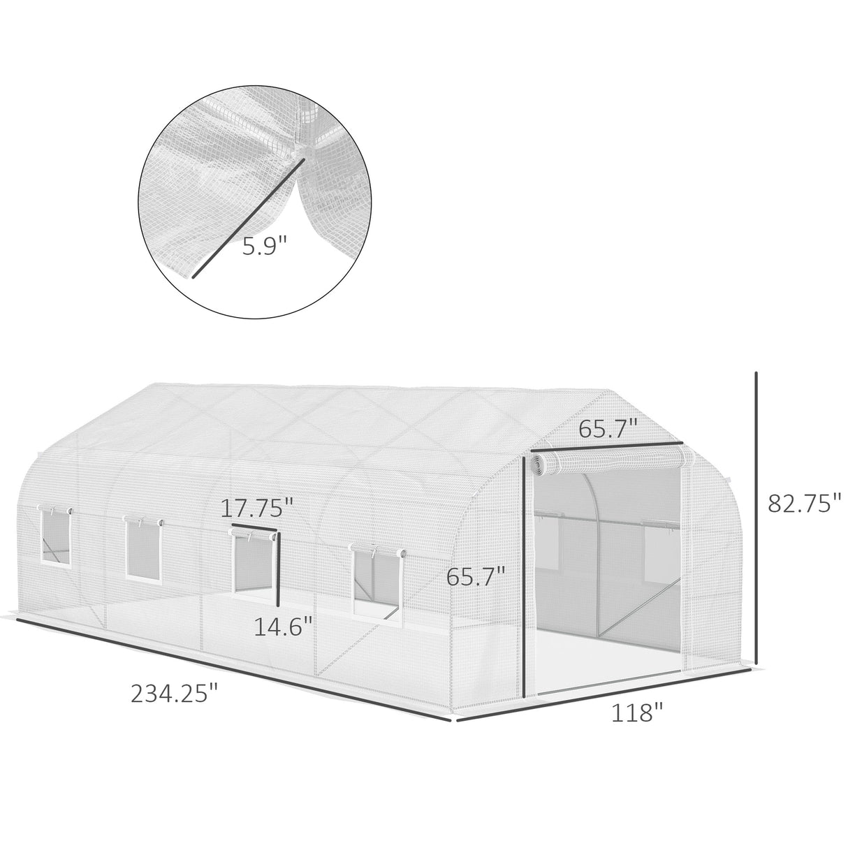 Outsunny 20' X 10' X 7' Tunnel Greenhouse With Zippered Mesh Door & 8 Mesh Windows