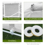 Outsunny 20' X 10' X 7' Tunnel Greenhouse With Zippered Mesh Door & 8 Mesh Windows