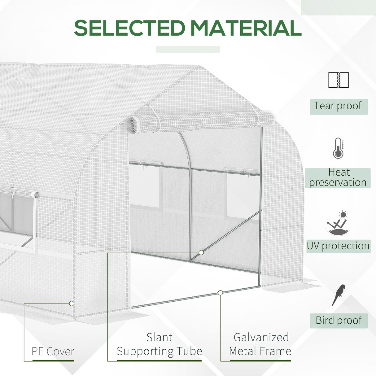 Outsunny 20' X 10' X 7' Tunnel Greenhouse With Zippered Mesh Door & 8 Mesh Windows