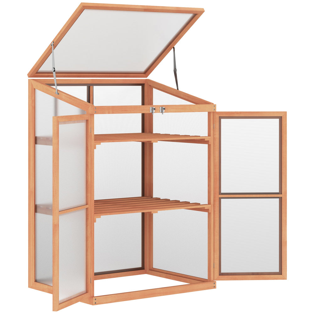 Outsunny Wooden Cold Frame Small Mini Greenhouse Cabinet 30" L X 24" W X 44" H