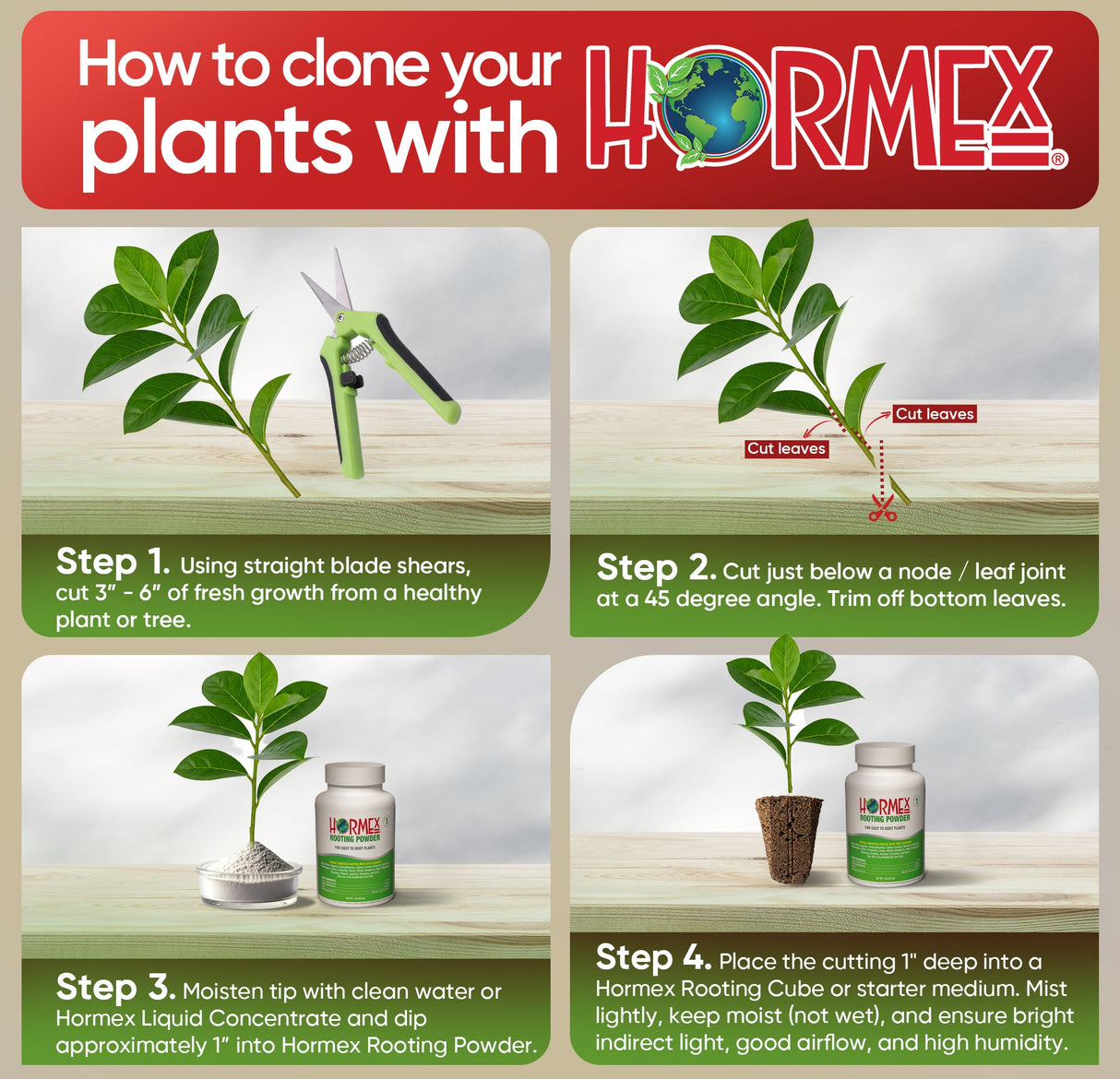 Hormex Rooting Powder #1 (0.10% IBA) – Rooting Hormone for Softwood Cuttings