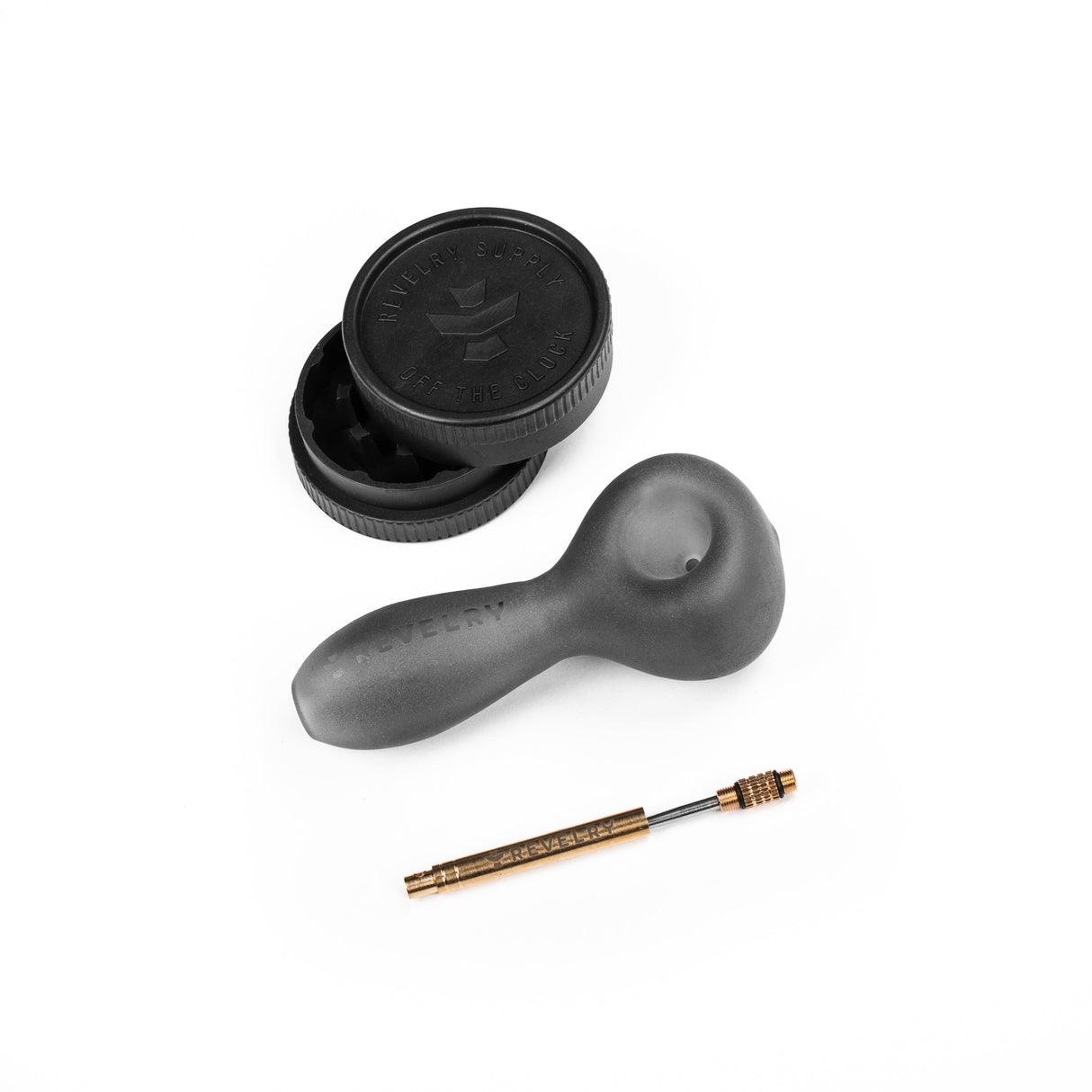 Revelry The Pipe Kit – Smell Proof Pipe Kit with Glass Spoon, Grinder & Tool