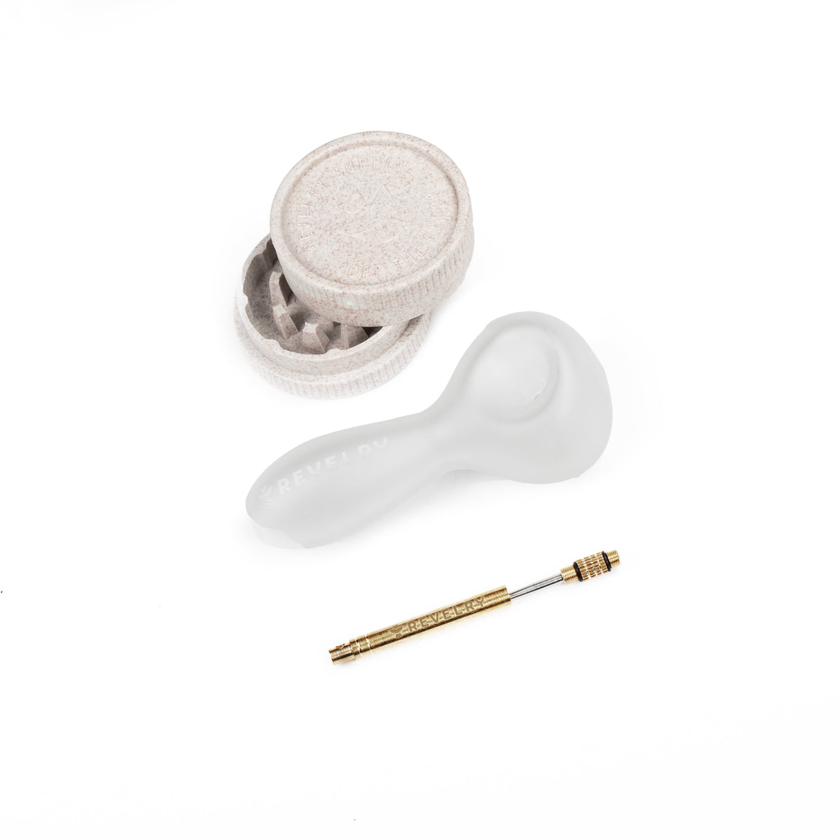 Revelry The Pipe Kit – Smell Proof Pipe Kit with Glass Spoon, Grinder & Tool