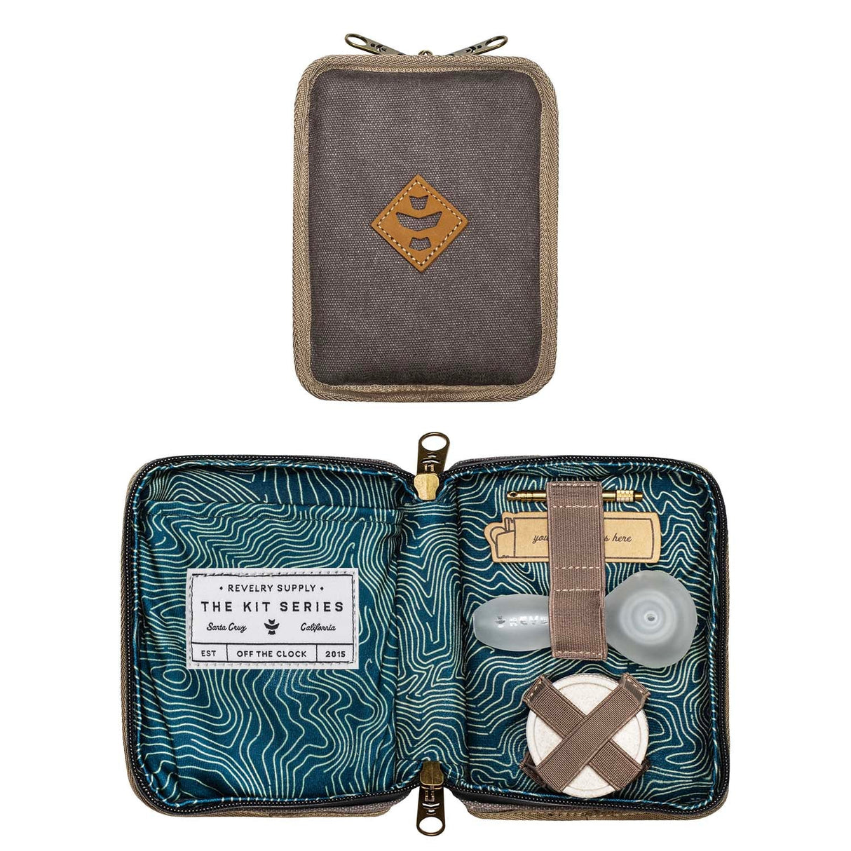 Revelry The Pipe Kit – Smell Proof Pipe Kit with Glass Spoon, Grinder & Tool