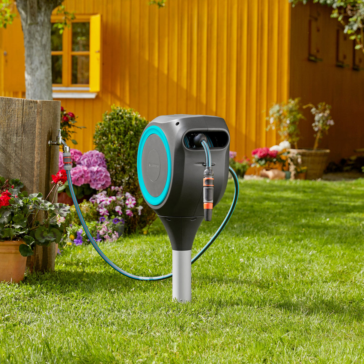 Gardena 50 ft. Hose Reel on Metal Spike – Frost-Protected Garden Hose Reel
