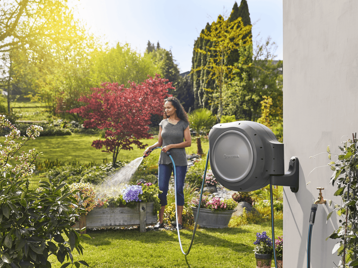 Gardena 50 ft. Wall Mount Hose Reel – Frost-Protected Garden Hose Storage