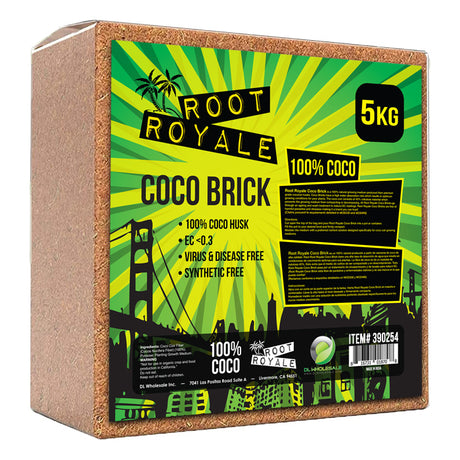 Root Royale Coco Brick packaging with green and yellow design