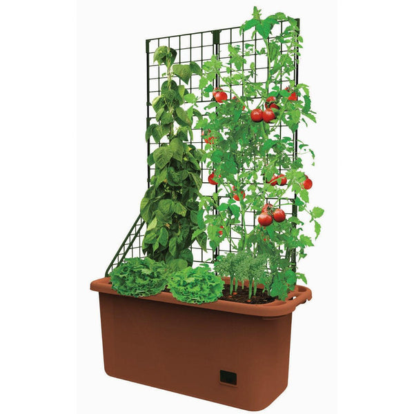 vegetable planter box with trellis Self Watering Vegetable Planter Box w/ Trellis on Wheels
