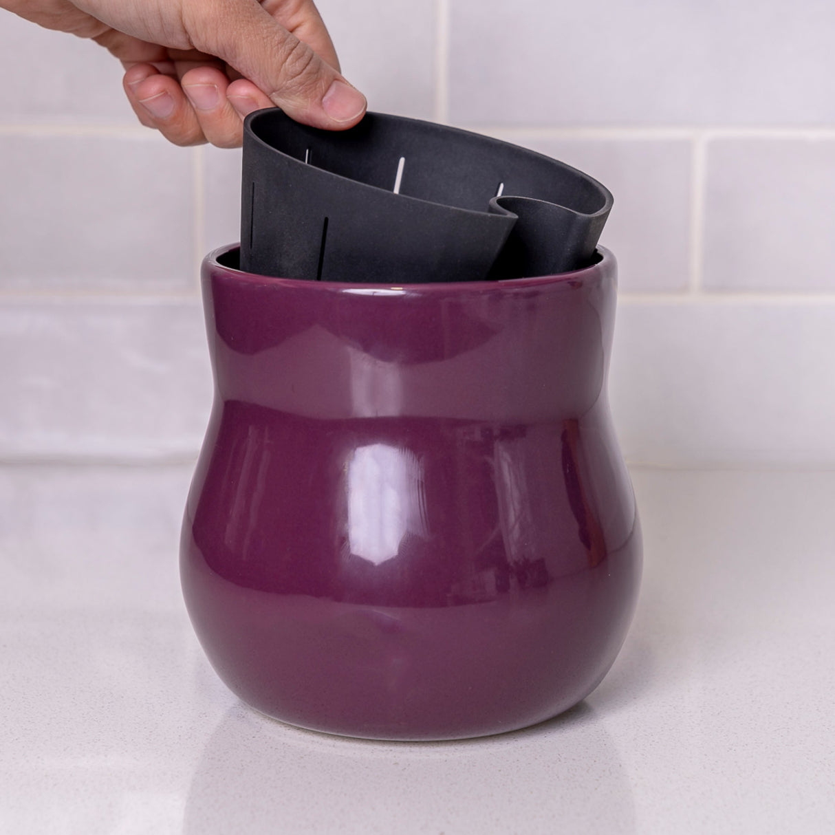 Violet Purple Ceramic Plant Pot with Removable Liner