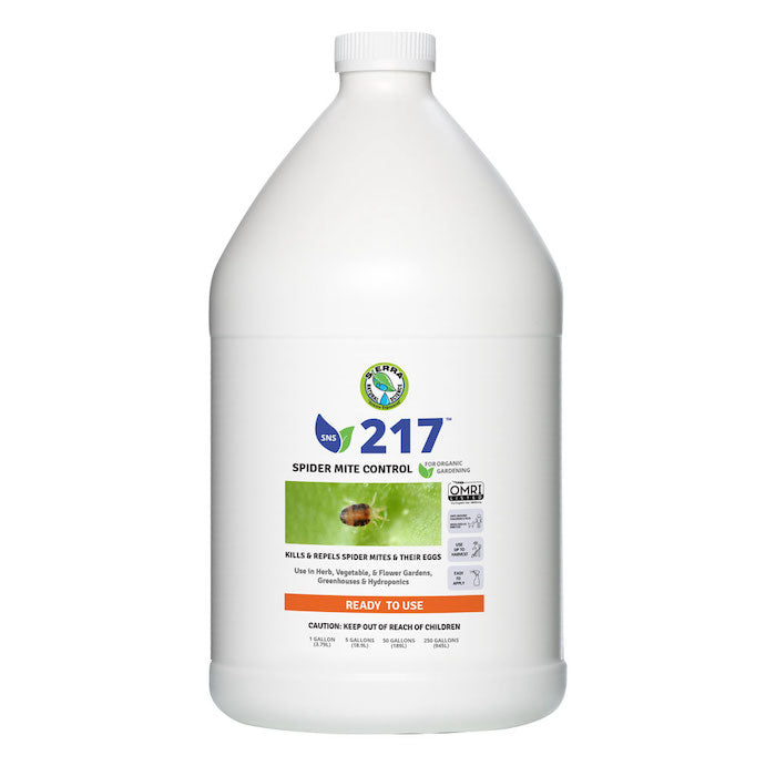 White container labeled '217 Spider Mite Control' on a white background