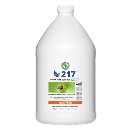 White container labeled '217 Spider Mite Control' on a white background