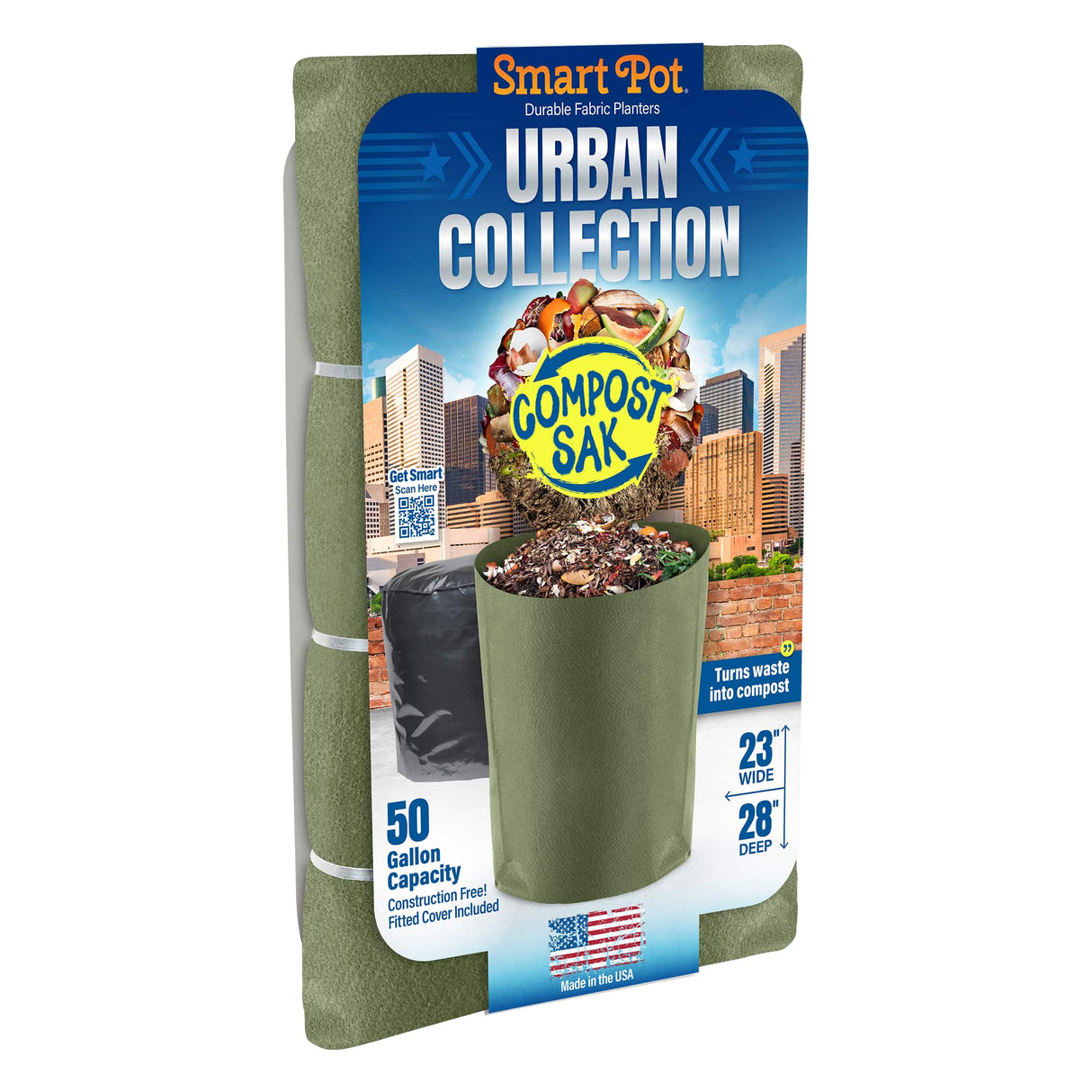 Smart Pot Urban Compost Sak – 50 Gallon Fabric Compost Bin with Cover