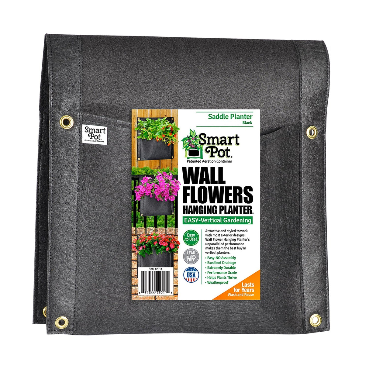 Smart Pot Wall Flower Saddle Planter – Double-Sided Vertical Fabric Planter