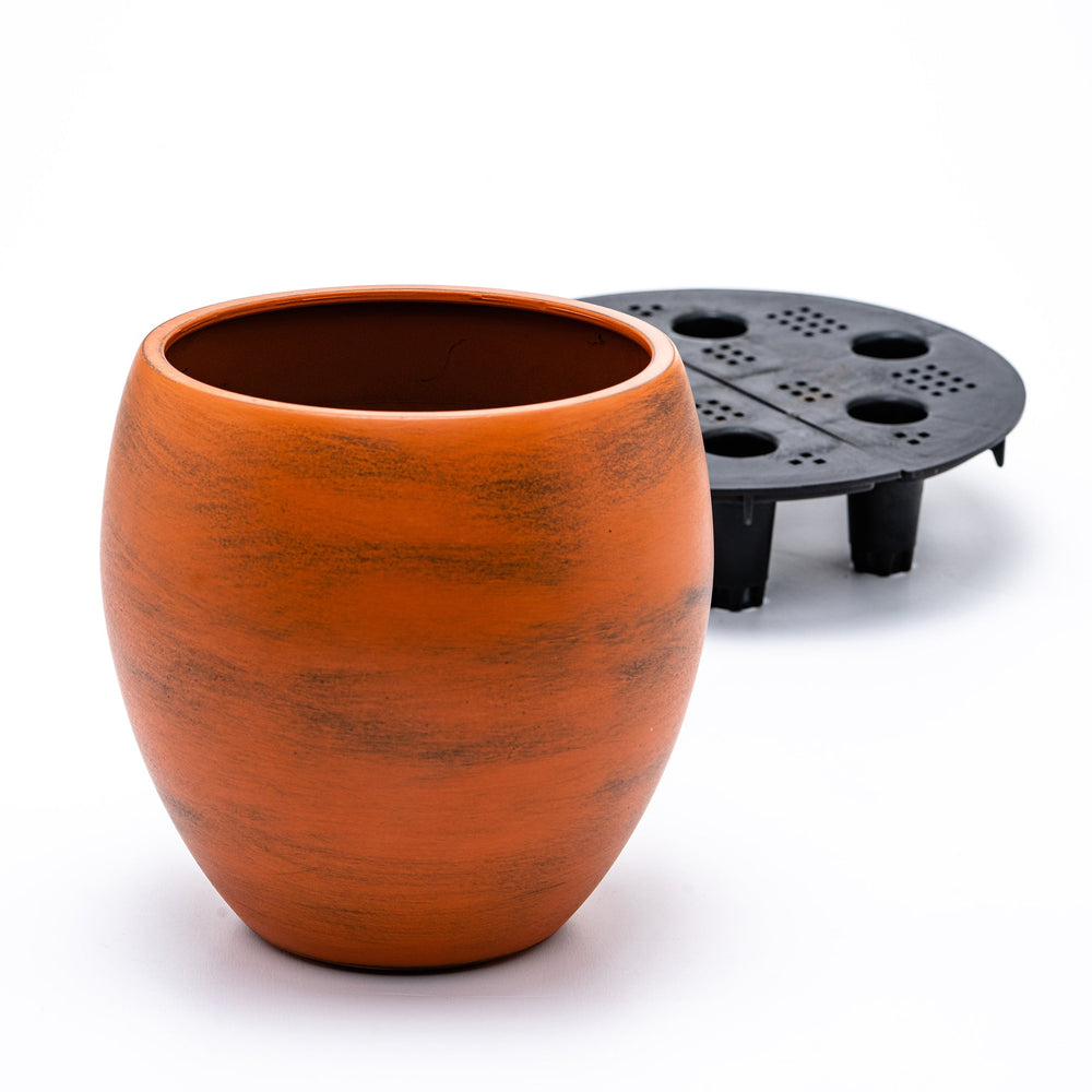 Smart Self-watering Round Planter Pot - Terracotta Painted