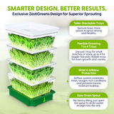ZestiGreens Tiered Sprouting Kit with Drain Spout – BPA-Free Stackable Seed Sprouter Trays