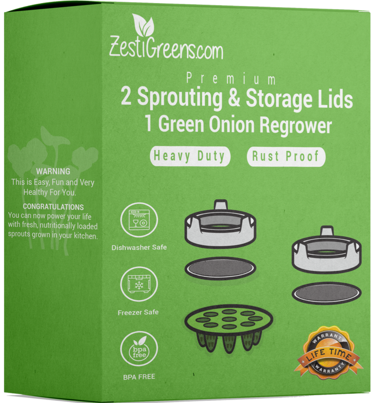 ZestiGreens Mason Jar Sprouting Lids & Green Onion Regrower