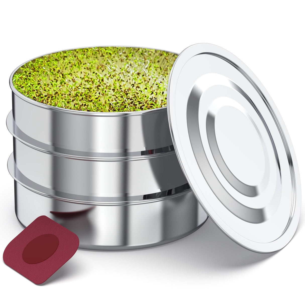 ZestiGreens Stainless Steel Seed Sprouter Kit – 3-Tier Stackable Sprouting Trays with Dual Mesh