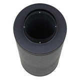 Black cylindrical air filter with mesh design on a white background