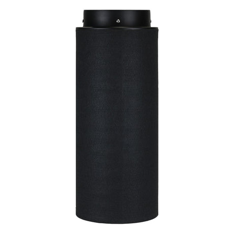 Black cylindrical air filter on a white background