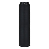 Black cylindrical object on a white background