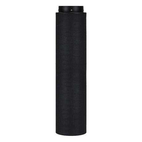 Black cylindrical object on a white background