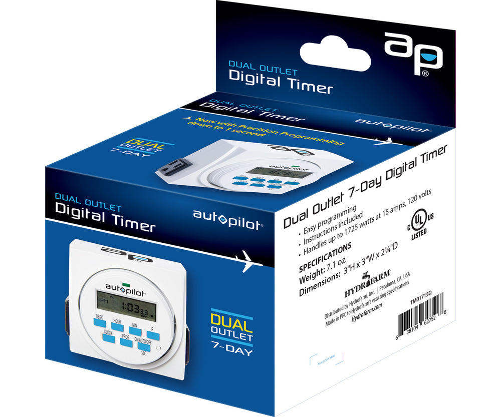 Autopilot Dual Outlet 7-Day Grounded Digital Programmable Timer ...