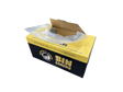 Box of bin liners with a yellow and black design on a white background