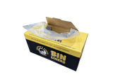 Box of bin liners with a yellow and black design on a white background