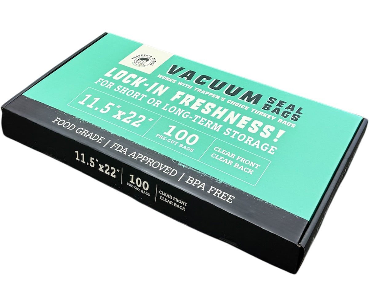 Trapper’s Choice 11.5" x 22" Clear Vacuum Seal Bags – 4 Mil – Pack of 100