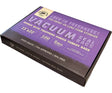 Box of vacuum seal bags with purple and brown design on a white background