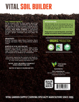 Back of a Vital Soil Builder package with text and branding details.