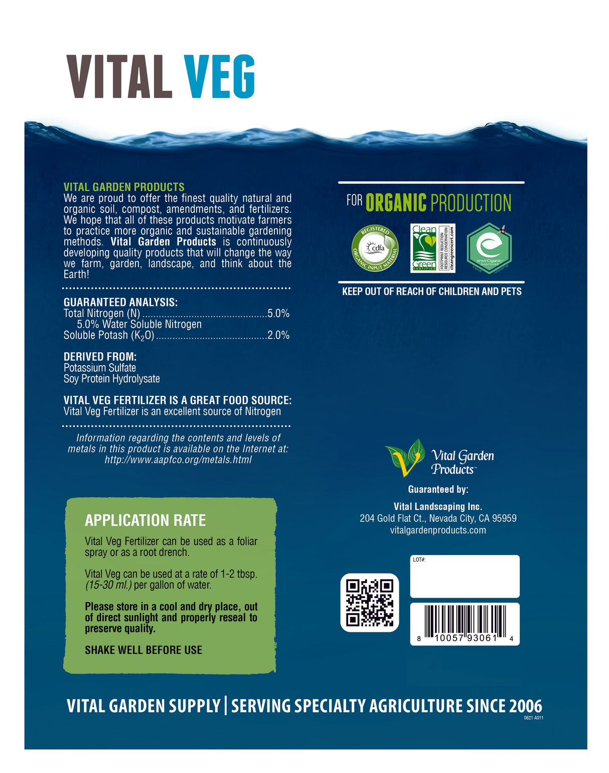 Vital Veg 5-0-2 Plant-Based Liquid Grow Fertilizer – Organic Nutrient