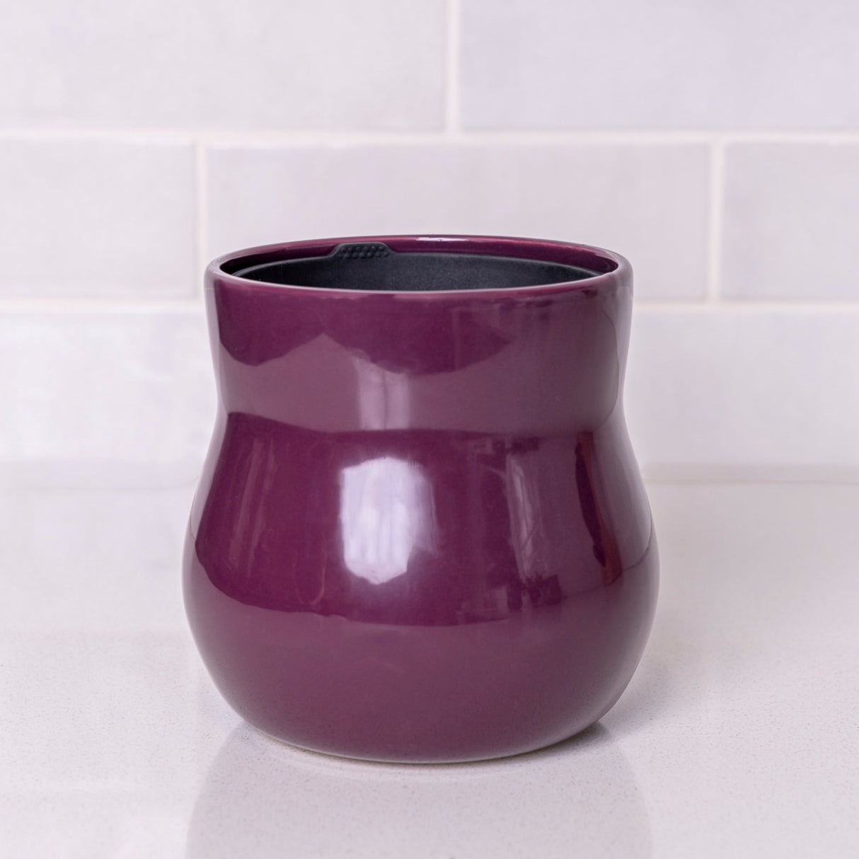 Violet Purple Ceramic Plant Pot with Removable Liner