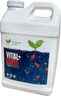 White container of Vital+ Biological Inoculant with a label featuring green leaves and blue water design.