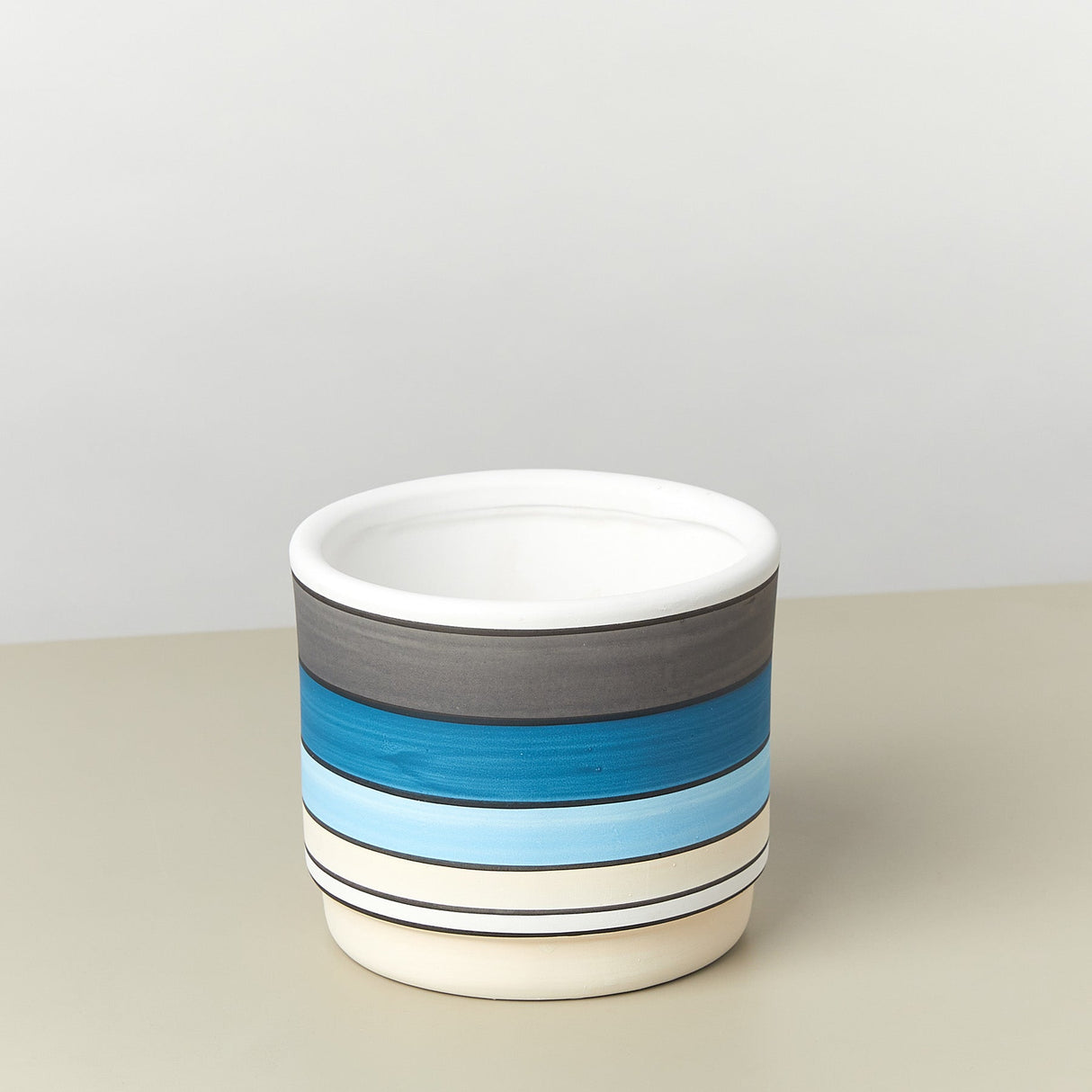 Polychrome Cylinder Ceramic Pot - 5.5 Inch