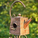 Napa Valley Wildflower Co 65" Square Teapot Birdhouse Garden Stake