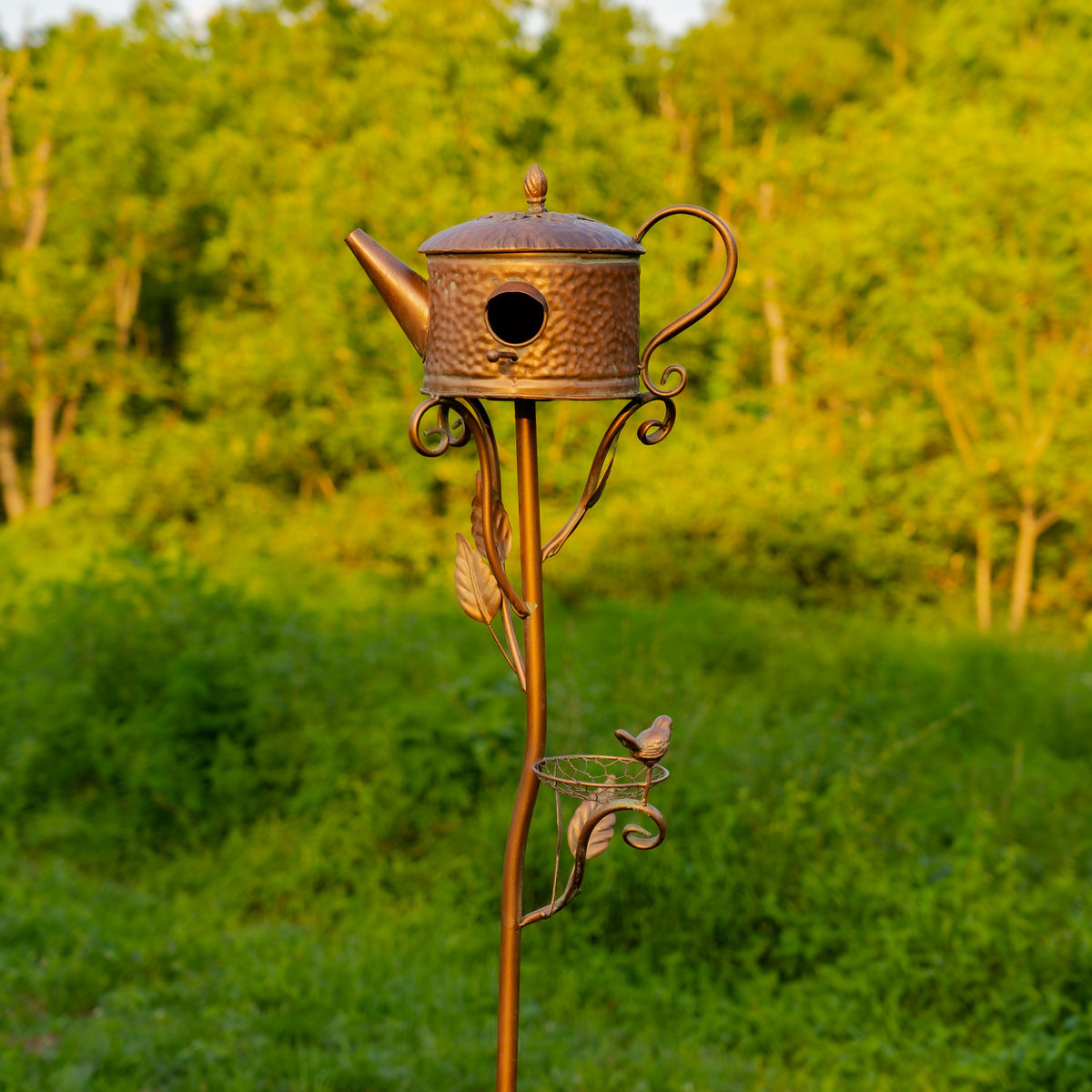 Napa Valley Wildflower Co 65.25" Teapot Birdhouse Garden Stake