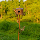 Napa Valley Wildflower Co 65.25" Teapot Birdhouse Garden Stake