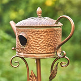 Napa Valley Wildflower Co 65.25" Teapot Birdhouse Garden Stake