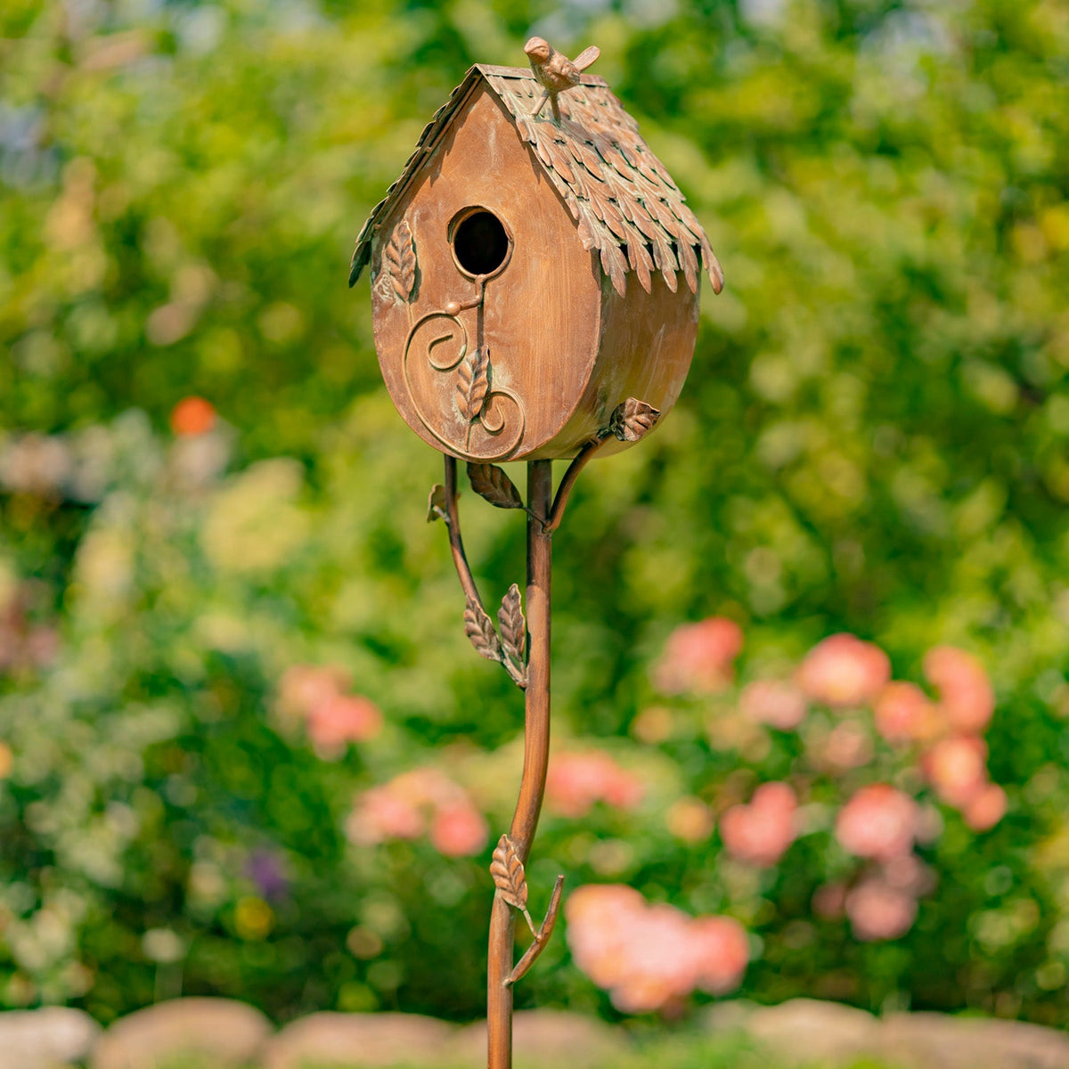 Napa Valley Wildflower Co Farm House Iron Birdhouse Garden Stake