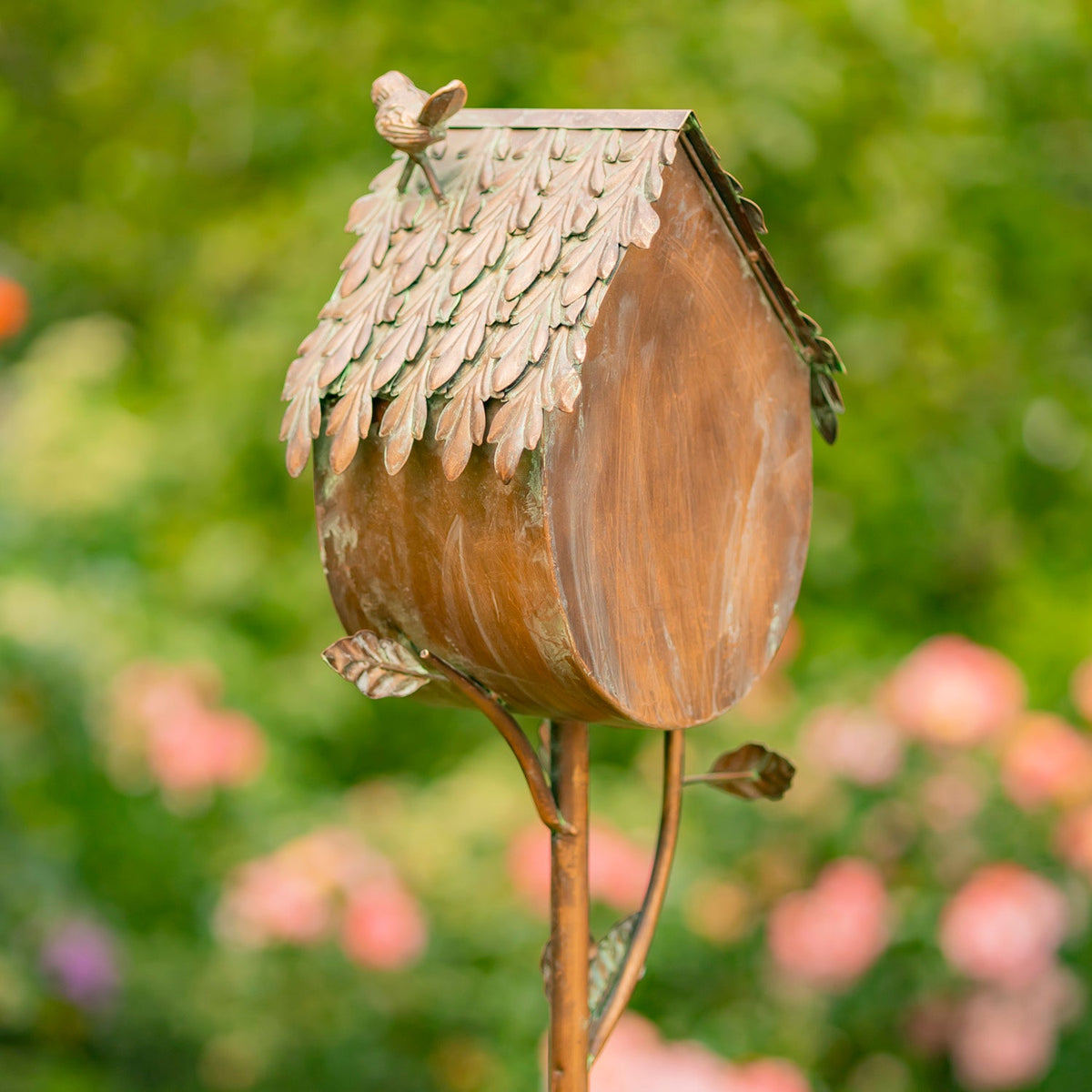 Napa Valley Wildflower Co Farm House Iron Birdhouse Garden Stake