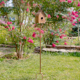 Napa Valley Wildflower Co 64.5" Sloped Roof Birdhouse Garden Stake