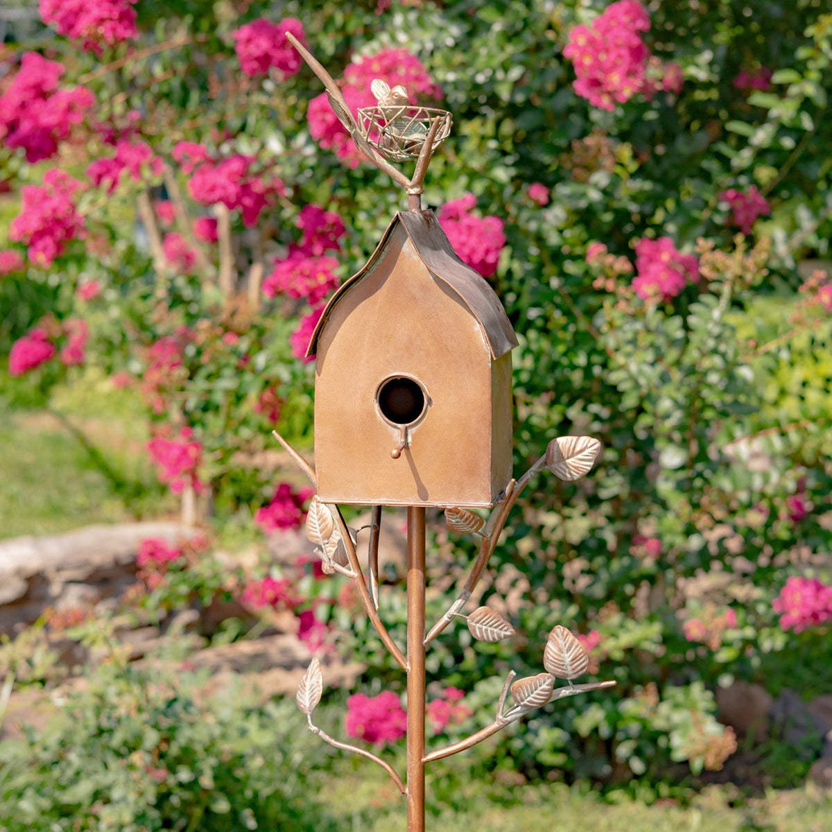 Napa Valley Wildflower Co 64.5" Sloped Roof Birdhouse Garden Stake